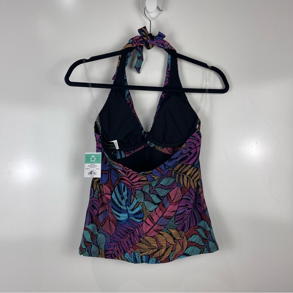 NEW Sunsets Heidi Halter Tankini Swim Suit Top Panama Palms Women's Size Medium - Picture 2 of 8
